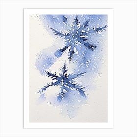 Bullet, Snowflakes, Watercolour Ink Art Print