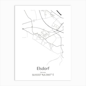 Elsdorf,Germany Minimalist Map Art Print