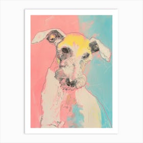 Pastel Bedlington Terrier Dog Line Illustration 2 Art Print