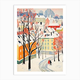 Winter Snow Stockholm   Sweden Snow Illustration 1 Art Print