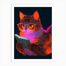 Cat Reading A Book Art Print