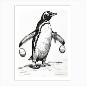 Emperor Penguin Balancing Eggs 4 Art Print
