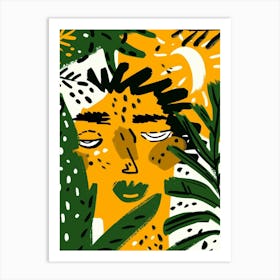 Illustration Of A Woman In The Jungle Art Print