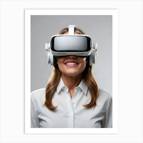 Woman Wearing Virtual Reality Glasses Art Print