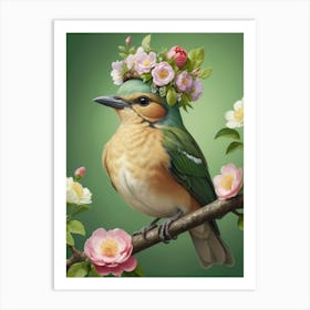 Bird With Flower Crown Art Print