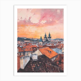 Prague Rooftops Morning Skyline 4 Art Print