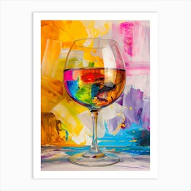 A Vibrant Colorful Giant Glass Of Wine Art Print