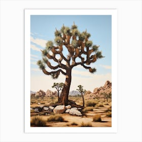  A Classic Oil Painting Of A Joshua Tree Neutral Colour 3 Art Print