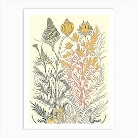 Turmeric Herb William Morris Inspired Line Drawing 2 Art Print