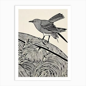 Cuckoo Linocut Bird Art Print