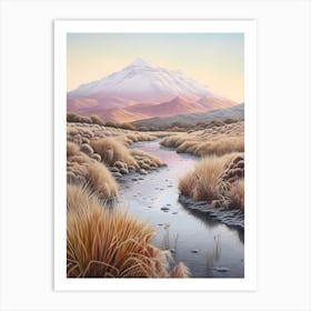 Dreamy Winter Painting Tongariro National Park New Zealand 3 Art Print