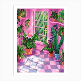 Pink Room With Plants 1 Art Print