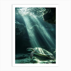 Sea Turtle Under The Sun. Generated AI. Art Print 1 Art Print