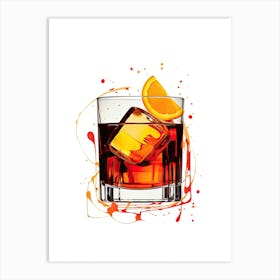 Illustration Negroni Floral Infusion Cocktail 4 Art Print