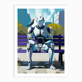 Robot Sitting On A Bench Art Print