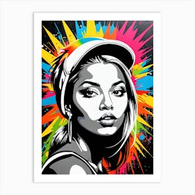 Graffiti Mural Of Beautiful Hip Hop Girl 80 Art Print