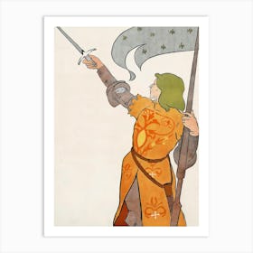 Woman Holding A Flag And Sword Illustration, Edward Penfield Art Print