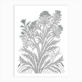 Valerian Herb William Morris Inspired Line Drawing 2 Art Print