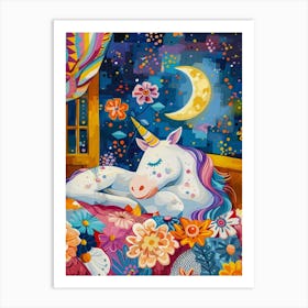 Unicorn Dreaming In Bed Fauvism Inspired 3 Art Print