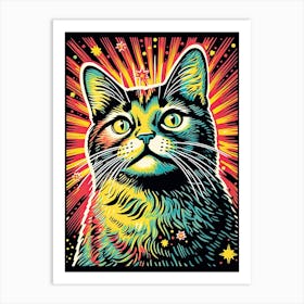 Cosmic Cataclysm, Psychedelic Cats series Art Print