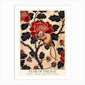 Chinese Lunar Year Of The Rat 2 William Morris Style Art Print