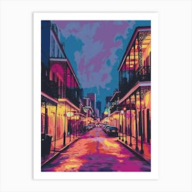 Bourbon Street Retro Pop Art Illustration (2) Art Print