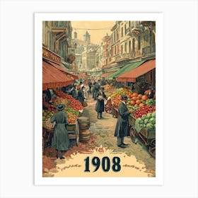 Aihrgdesign A Retro Poster Of A Bustling 1908 City Market Fea 8aa17f38 6e14 425b A6f2 E10341a75dbe 3 Art Print