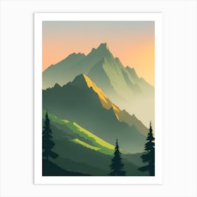 Misty Mountains Vertical Composition In Green Tone 31 Art Print