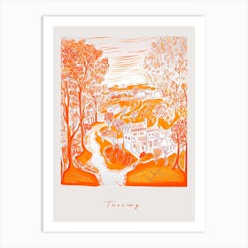 Tuscany Italy Orange Drawing Poster Art Print