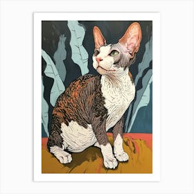 Cornish Rex Relief Illustration 4 Art Print