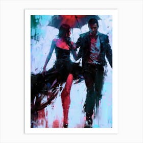 Walking In The Rain 1 Art Print