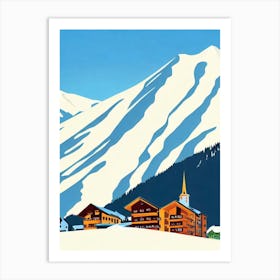 Pitztal, Austria Midcentury Vintage Skiing Poster Art Print