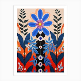 Flower Motif Painting Lobelia 1 Art Print