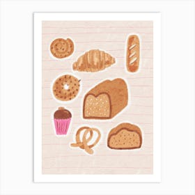 Bread And Pastries Art Print