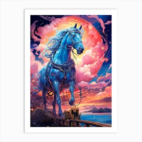 Blue Horse 1 Art Print