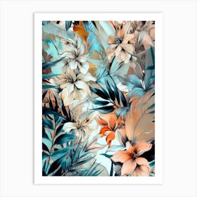 Tropical Floral Pattern flowers nature Art Print