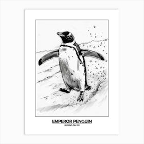 Penguin Sliding On Ice Poster 5 Art Print