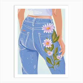 Floral Denim Blossom Art Print