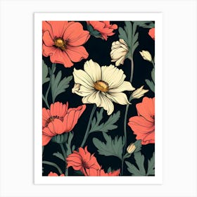 Seamless Pattern With Flowers 1 Art Print