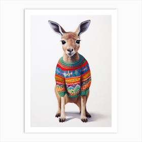 Baby Animal Wearing Sweater Kangaroo 1 Art Print