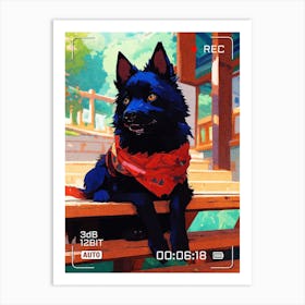 Dog With Red Scarf Art Print