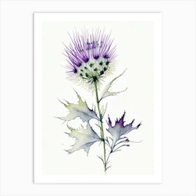 Milk Thistle Herb Minimalist Watercolour 2 Art Print