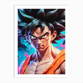 Goku Dragon Ball Z Neon Iridescent (33) Art Print