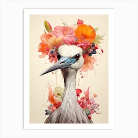 Bird With A Flower Crown Crane 2 Art Print