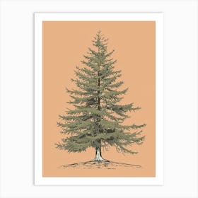 Hemlock Tree Minimalistic Drawing 2 Art Print