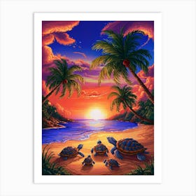 Turtles On The Beach 1 Art Print