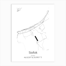 Siofok,Hungary Minimalist Map Art Print