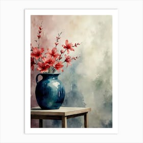 Watercolor Flowers In A Vase 4 Art Print