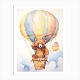 Baby Bear 3 In A Hot Air Balloon Art Print