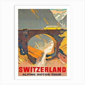 Switzerland Bud Tour, Vintage Travel Poster Art Print